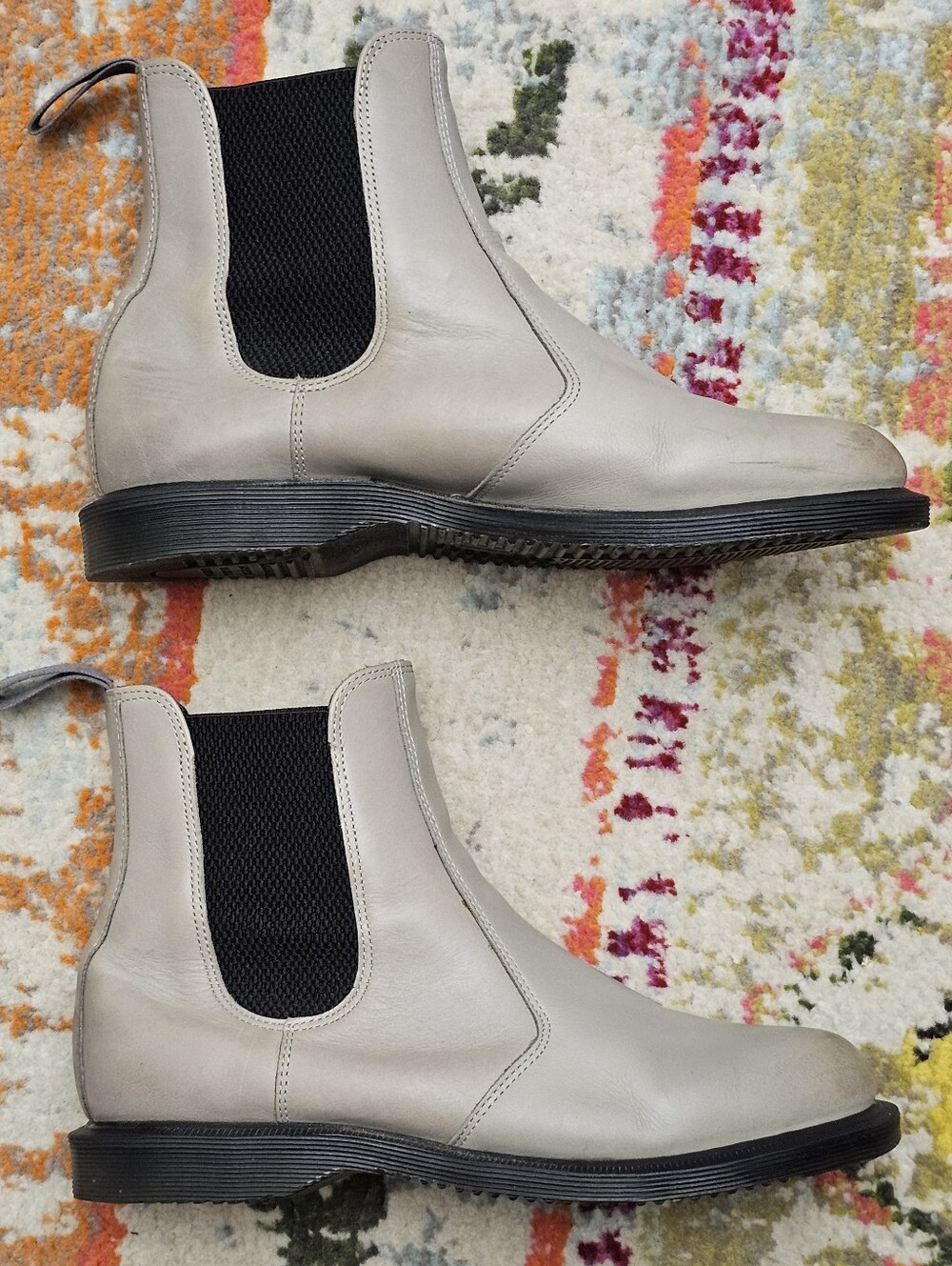 Dr Doc Martens Flora Light Grey Chelsea Pull On Boots Women's Size US 9 / EU 41